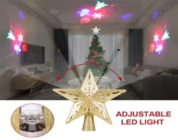 شجرة عيد الميلاد Top Light Star Shape قابلة للتعديل LED Snowstorm Snowman Stripe RGB Projector Lights Decoration Christmas Eeu Pluge 20102358211