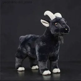 Pluxh Dolls Original Ranch Animal Series Soft and Cute Simulation of Black Mountain Sheep Mountain Life Toys Plush Toys Childrens Halloween Gift Q240227