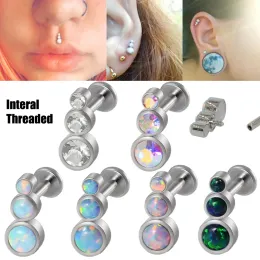 Mücevher 6pcs/Lot Opal Kristal Küpe Helix Tragus Kıkırdak Cerrahi Çelik Labret Düz Base Kulak Saplamalar Delme Toptan Satış