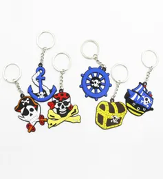 top quality pirate series Keychain PVC soft gel key rings fashion jewelry Halloween Gift keychain whole ship7043125