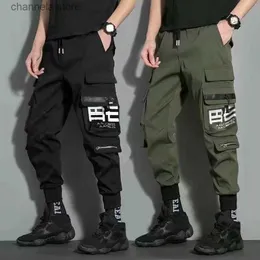Calças masculinas finas streetwear calças casuais homens fitas harem calças de jogging masculino fino ajuste primavera calças de carga multi-bolsos calças femininas jx1 t240227