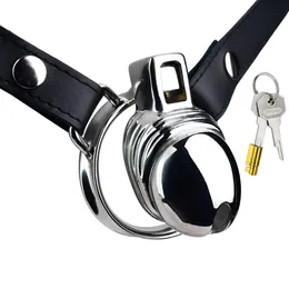 Chastity Cage Device with Harness PU Belt Lock Cock Erect Denial Sexual Pleasure BDSM Products