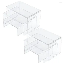 Jewelry Pouches 6PCS Clear Acrylic Display Risers Riser Shelf Showcase Fixtures For Candy Dessert Collectible Figures