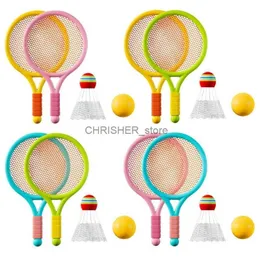 Tennisschläger Kinder Tennisschläger Weiche Trainingsbälle Badminton Federbälle Schläger Familie Interaktives Sportspielzeug Buntes Spielzubehör NewL2402