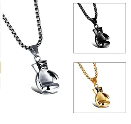 BlackSteelGold Color Fashion Mini Boxing Glove Necklace Boxing Jewelry Stainless Steel Cool Pendant For Men Boys Gift4929798