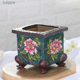 Planters Pots Korean Style Handpainted Floral Pattern Ceramic Succulent Plant Pot Bonsai Vase Planter Flowetpot Ornaments Garden Home Decor 240227