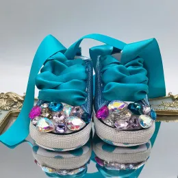 Scarpe da ginnastica classiche in tela Dollbling da esterno Scarpe da espadrillas con strass per bambina appena nato Nome personalizzato Data Scarpe da neonato