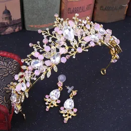 Halsband örhängen set 1set wedding crittal brudtillbehör handgjorda strass krona prinsessan hår med na