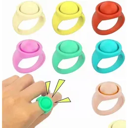 Banda Anéis Dois Tamanho Fidge Bubble Sile Anel Descompressão Dedo Brinquedos Anéis Pulseira Sensory Aron Cor para Mulher Homens Decoração Drop Dhwaq