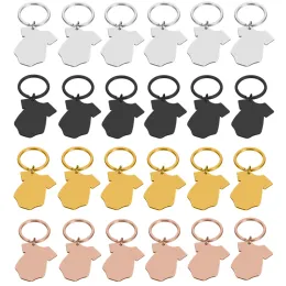 Tanks Wholesale 10Pcs/Lot Blank Clothes Keychain Stainless Steel Keychains for DIY Custom Logo Baby Name Women's Men's Keychain