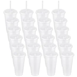 5 pezzi di paglia tazza di caffettiera bicchiere di plastica con paglia e succo d'acqua riutilizzabile per le bevande fredde tazza di paglia tazza da caffè 16/24oz 240219