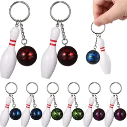 Keychains 1PC Fashion Bowling Ball Keychain Mini Sports Pendant DIY Jewelry Souvenir Gift For Boy Man Women Bag Car Keyring Hanging