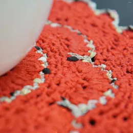 Tovaglia e tappetino - Serie semplice tinta unita tessuta a mano rossa rotonda 30 cm