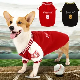 Dog Apparel Pet Clothes Autumn And Winter Baseball Sweater Coat Sportswear Warm For Small Medium