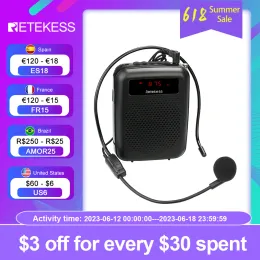 Oyuncular Retekes PR16R Megafon Taşınabilir Ses Amplifikatör Mikrofon Hoparlör 12W FM Kayıt Mp3 çalar FM Radyo Tur Rehberi Öğretimi