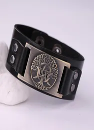 Baum des Universums Nordisches Hexagramm-Amulett-Armband Herren-Designerschmuck Schwarz und Braun Echtlederarmbänder2381182