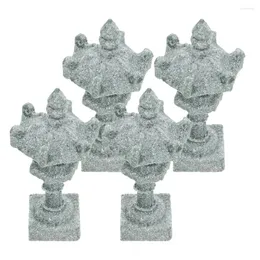 Gartendekorationen 4 Stück Miniatur-Pagode Steinstatue Vintage Zen-Skulptur Mini