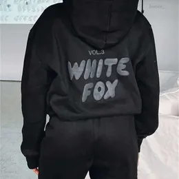 White Fox Hoodie Tracksuit مجموعات ملابس مجموعة النساء ربيع الخريف الشتاء الجديد هوديي مجموعة من المألوف الرياضي طويل الأكمام المغطاة بغطاء 593