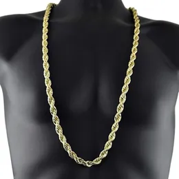 new rendy 75cm Men's hip hop Necklace 316L Stainless Steel 8mm Huge Wheat Rope Necklace Chains Link chain CARA1106270F