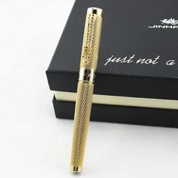 Conjunto de canetas de presente de luxo Jinhao 1200 Dragon Rollerball de alta qualidade com estojo original canetas esferográficas de metal para o Natal 240219