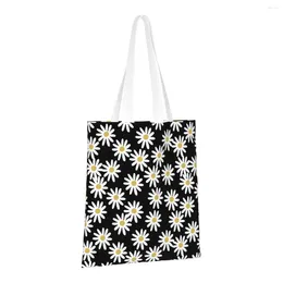 Shopping Bags Love Daisy Floral Reusable Grocery Folding Totes Washable Lightweight Sturdy Polyester Gift