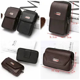 6.0inch General Hip Horizontal PU Leather Double Layer Bags Cases For iphone 15 14 13 Samsung Clip Holster Vetical Waist Belt Old Men Pouch For Change Mobile Phone