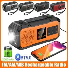 ラジオAM/FM Emergency Radio Solar Powered Hand Crank Radio with LED懐中電源バンクLED懐中電灯キャンプサバイバルラジオ
