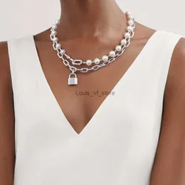 Pendant Necklaces Chain Home Lock t Pearl Splicing Necklace Various Wearing Methods Hip Hop Personality Versatile Style Can Be Used As Sweater Cha H24227
