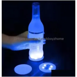 Maty podkładki maty podkładki migające lśniące butelki LED Lights Coaster Flashing Cup Mata Bateria zasilana na przyjęcie świąteczne Bar Dheq9