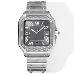 Orologio da uomo con diamanti, design zaffiro, movimento meccanico automatico 9015, 40 mm, orologio da polso da uomo d'affari di alta qualità, cinturino in acciaio Montre De Luxe