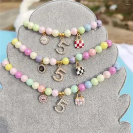 Hundehalsbänder Mode Katze Halskette Farbe Perle Haustier Geburtstag Kragen mit Anhänger Adjustbale Kätzchen Welpen Pflege Produkt