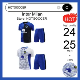 24 25 Inter Football Club Milan Training Uniform 2024 2025 밀라노 스포츠 짧은 슬리브 반바지 남성 장비