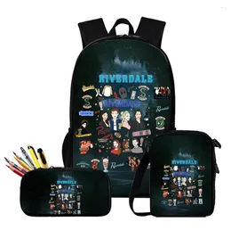 Backpack Cartoon TV Riverdale Season 5 3D Print 3pcs/Set Pupil School Bags Laptop Daypack Inclined Shoulder Bag Pencil Case
