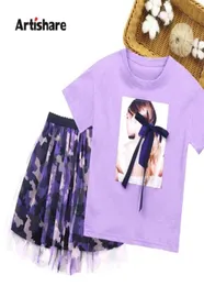 Ragazze adolescenti Abbigliamento Cartoon T SHIRT Gonna Estate Abbigliamento casual Floreale Kid Per 6 8 10 12 14 2108044126475