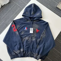 Tasarımcı Hoodie Balencigs Moda Hoodies Hoody Mens Sweaters Yüksek Kaliteli B Aile Snowstorm Göster Mud Paris Band Hasarlı Detay Zip Gevşek Ceket 12H6SHK0