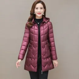 Parkas Women Winter Coat Ultralight Thin Down Cotton Jacket Hooded Puffer Jackets Windproof Padded Parkas Female Outerwear Mom Clothes