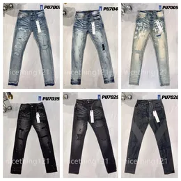 jeans viola jeans firmati per pantaloni da donna da uomo Pantaloni in denim Jeans da moto neri mid slim fit con foro estivo pantaloni sportivi retrò streetwear di alta qualità