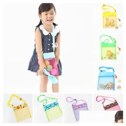 Jewelry Pouches, Bags 10 Colors 23X23Cm Amazing Beach Mesh Bag Portable Kids Oblique Backpack Childrens Fun Pouch Toys Sea Shell Stora Dhhdh