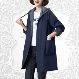 Trench S7XL Large Spring Autumn Women's Coat Windbreaker New Mid length High Quality Coat