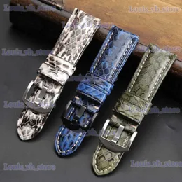 Watch Bands Handmade Python Leather Band 20 22 24 26mm for Pam111 44​​1 Bule Green Grey and White Mens Bracelet T240227と互換性