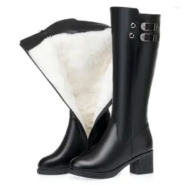 Boots DIMANYU Women Knight Wool Warm 2024 Genuine Leather Long Winter Non Slip Large Size 41 42 43 Women's