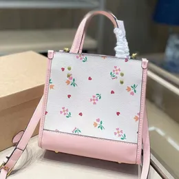 Hochwertige Designer-Tasche, Einkaufstasche, Damenhandtasche, klassische Erdbeerblume, quadratische Leder-Umhängetasche, großes Fassungsvermögen, zum Mitnehmen, Dual-Purpose-Tasche, Einkaufstasche