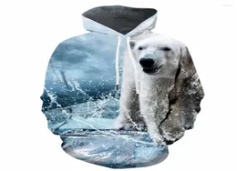 Men039s Felpe con cappuccio 3d Polar Bear Felpe da uomo Animal Felpa con cappuccio Stampa Felpa carina Stampata Felpa con cappuccio casual con cappuccio Mare Anime9267852