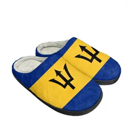 Slippers Barbados Flag Home Cotton Custom Mens Womens Sandals Plush Bedroom Casual Keep Warm Shoes Thermal Slipper