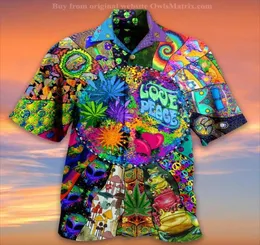 Men039s Tshirts Hawaiian Shirts Foe Men Colorful Mushroom半袖ボタンアップ漫画夏の女性5xlmen0397489180