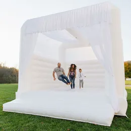 Free air-shipping to door Commercial Or Residential Inflatable Wedding Bouncer White Jumping Bouncy Castle House Tent With Beautiful curtain Blower For Party Event