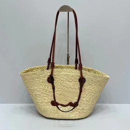 2024 Ограниченная серия, летняя модная брендовая сумка, соломенная сумка, сумка большой вместимости, тканая сумка из растительного волокна, милая и практичная корзина для овощей, сумка для мамы, сумка-ведро, пляжная сумка