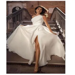 Casual Dresses Party Women Dress Seductive One Shoulder White Wear Gown For High Slit Elegant Evening Maxi7624728