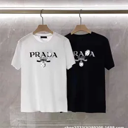 Herr t-shirts mode helt ny avslappnad kort ärm sommarklassiker tryckt brev logotyp halva ärm män smal rund hals t-shirt män t240227