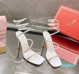 2024 Decorazione per scarpe da sposa Festa sexy con punta aperta quadrata avvolta in serpente